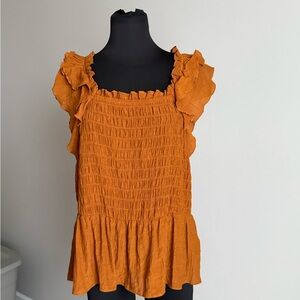 Nanette Lepore Tangerine Ruffled Blouse